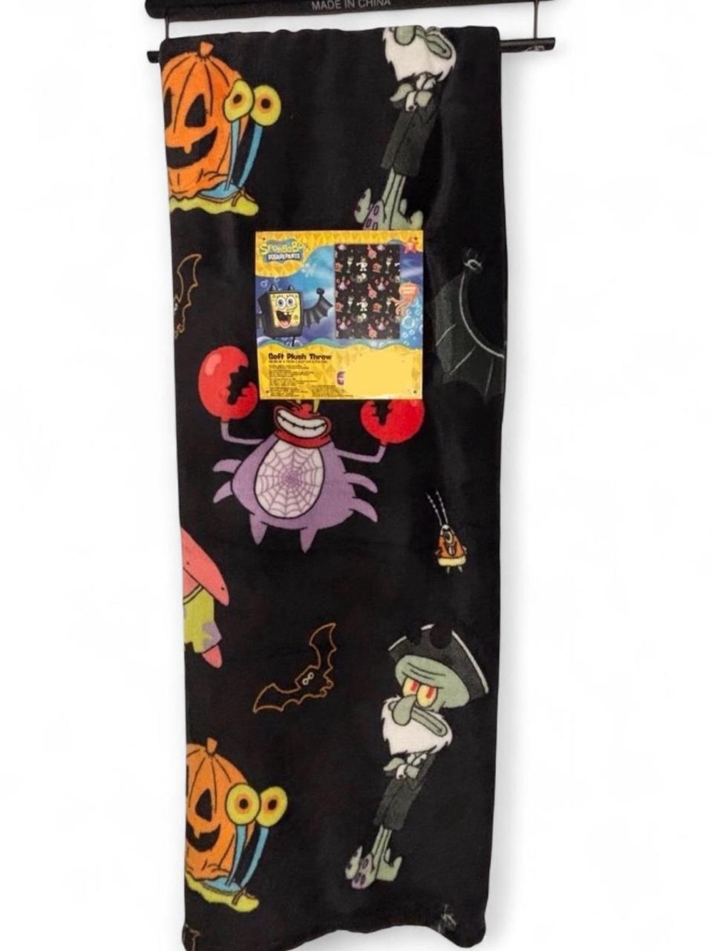SpongeBob SquarePants Halloween Plush Throw Blanket, black